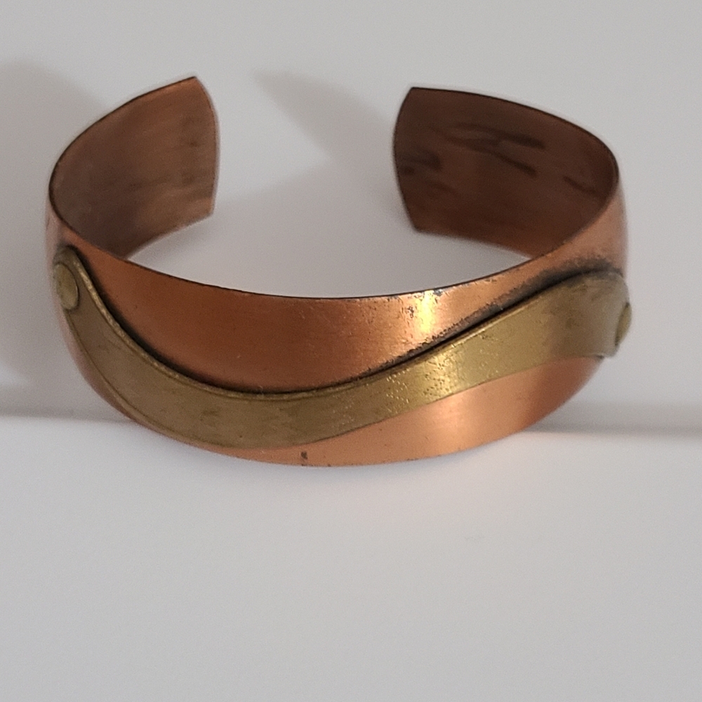 Vintage Copper Bracelet Brass Adjustable Cuff Handmade Artisan